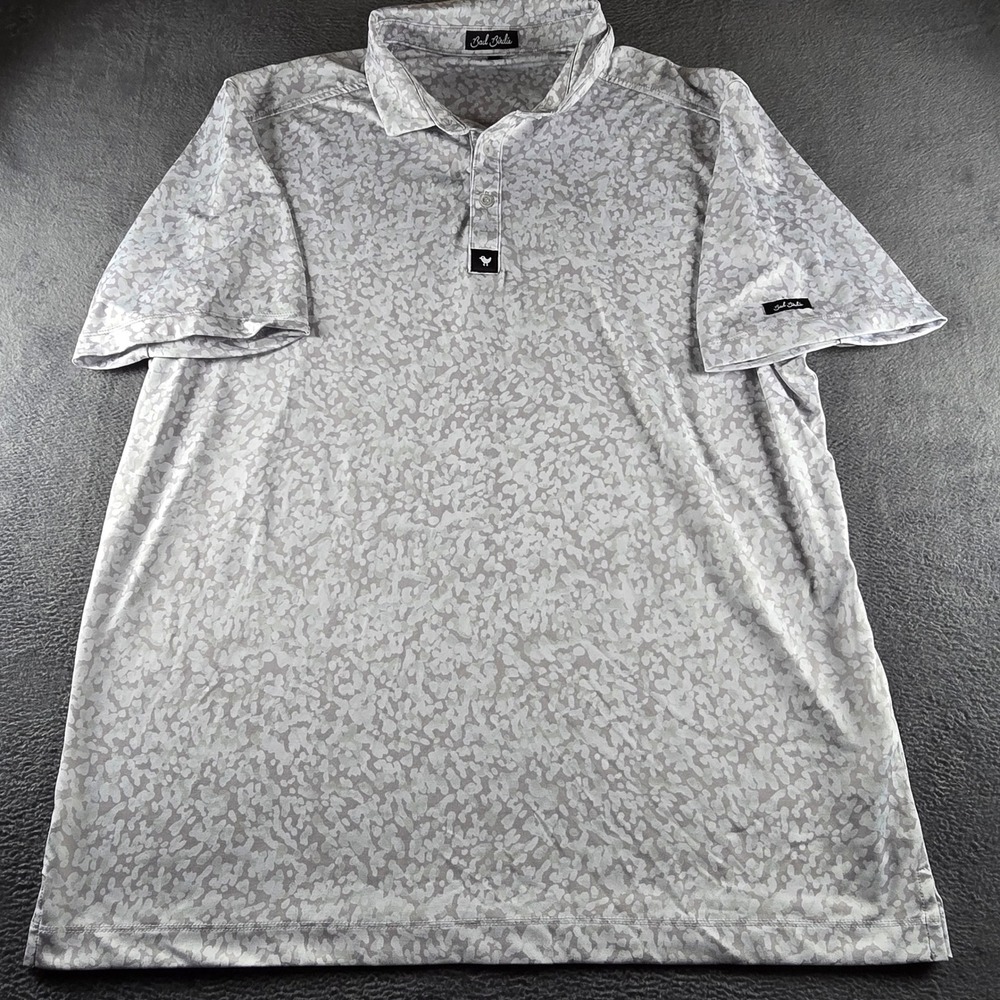 Bad Birdie Mens Golf Polo Shirt XL Grey White Abstract Camo Short Sleeve Logo